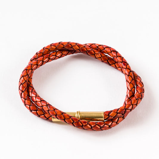 Flint Braided Bracelet • .22 Brass • Saddle Tan