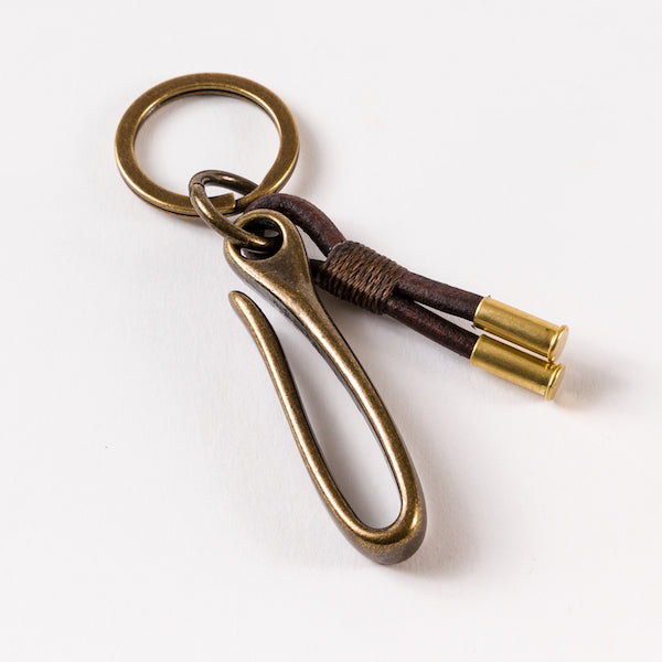 Japanese Fish Hook Keychain, Handcrafted Leather Keychain
