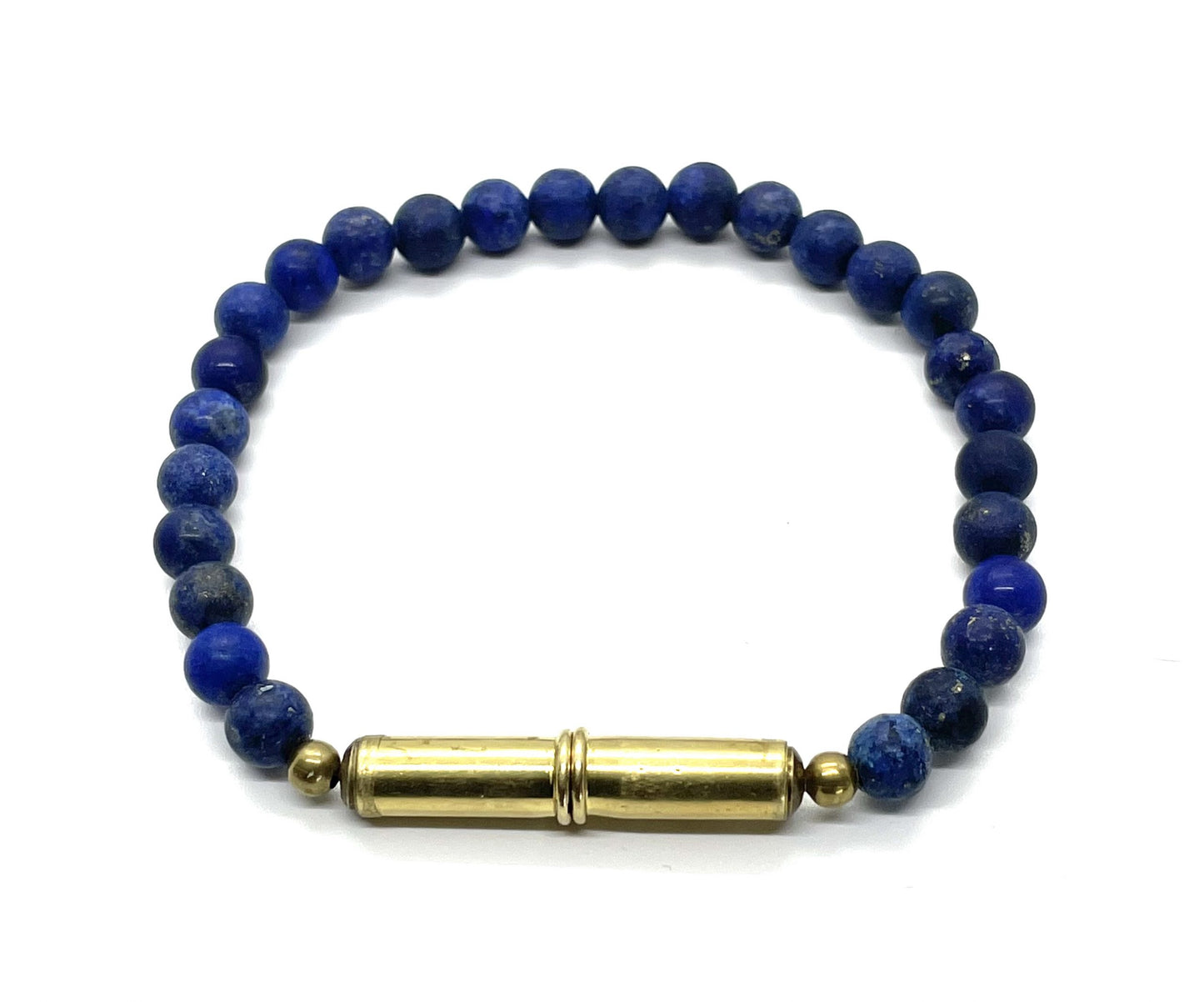 Flint Beaded Single Bracelet • Single-Wrap • .22 Brass • Lapis