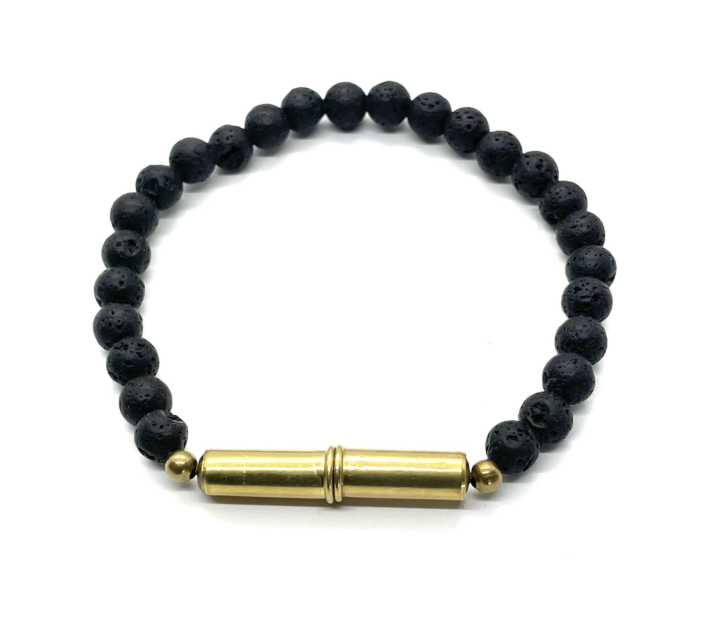 Flint Beaded Single Bracelet • Single-Wrap • .22 Brass • Lava