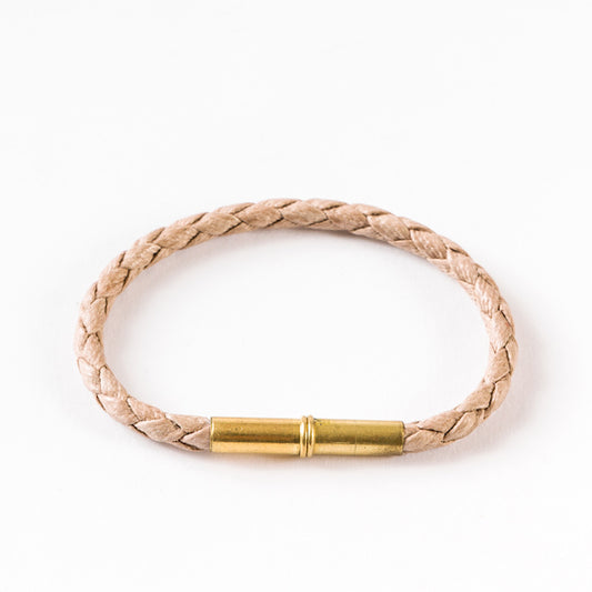Flint Single Waxed Canvas Bracelet • Single-Wrap • .22 Brass • Natural