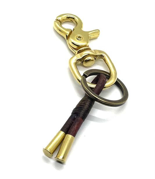 Flint Trigger Keychain • Leather • .22 Brass