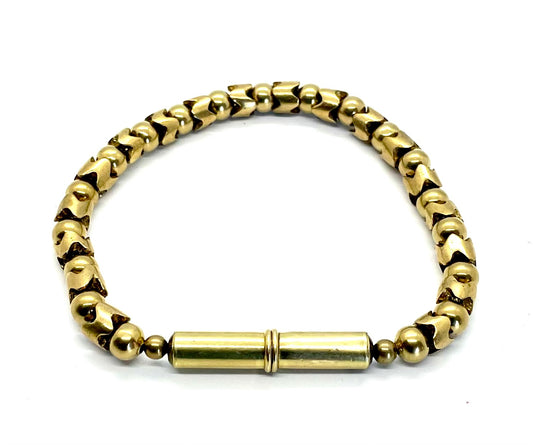 Flint Beaded Single Bracelet • Single-Wrap • .22 Brass • Brass Snake