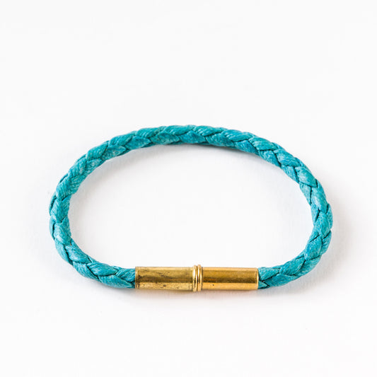 Flint Single Waxed Canvas Bracelet • Single-Wrap • .22 Brass • Turquoise