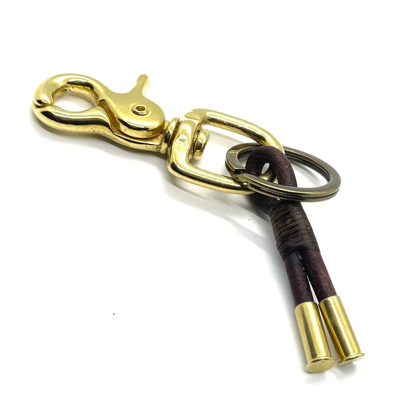 Flint Trigger Keychain • Leather • .22 Brass